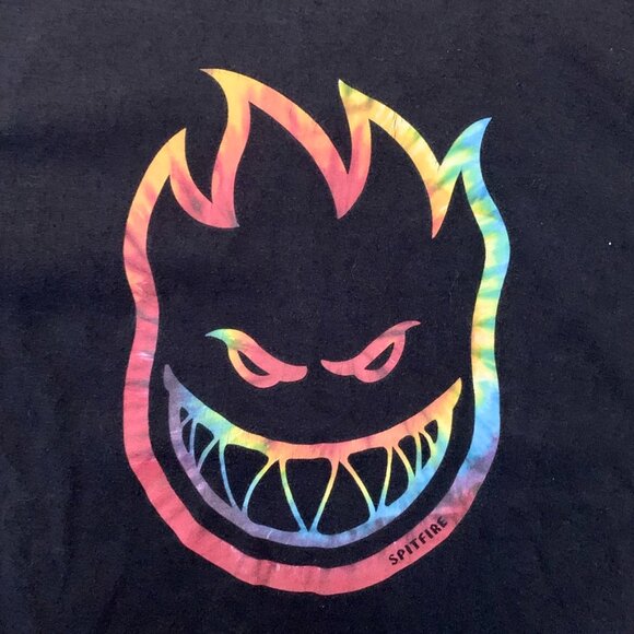 Vintage Y2K Spitfire Tshirt Men’s Medium Black Fire Logo Face Skating Biking - Picture 2 of 5